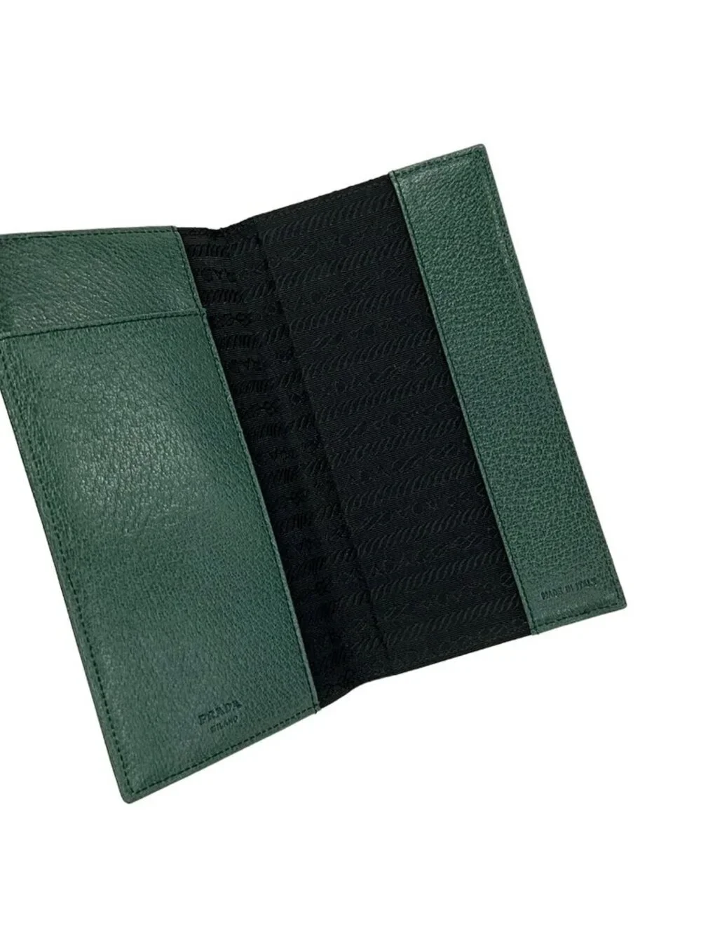 Prada Agenda Dark Green Leather